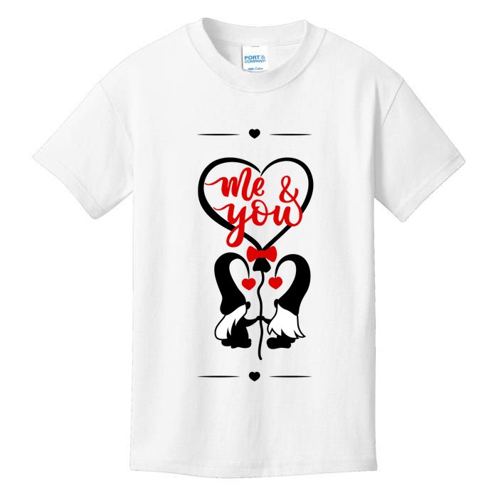 Me And You Happy Valentines Day Gnomes And Hearts Kids T-Shirt