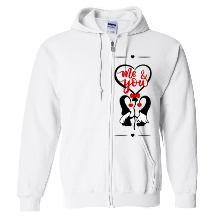 Me And You Happy Valentines Day Gnomes And Hearts Full Zip Hoodie