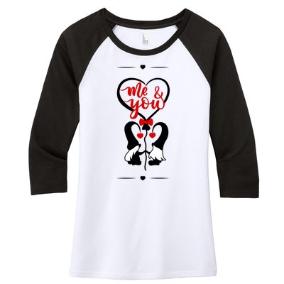 Me And You Happy Valentines Day Gnomes And Hearts Women's Tri-Blend 3/4-Sleeve Raglan Shirt