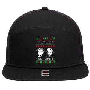 May All Your Christmases Bea White Funny Holiday Festive 7 Panel Mesh Trucker Snapback Hat