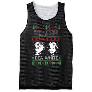 May All Your Christmases Bea White Funny Holiday Festive Mesh Reversible Basketball Jersey Tank