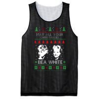 May All Your Christmases Bea White Funny Holiday Festive Mesh Reversible Basketball Jersey Tank