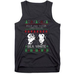 May All Your Christmases Bea White Funny Holiday Festive Tank Top