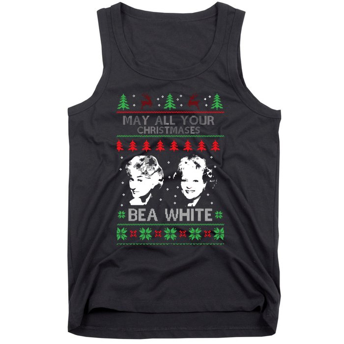 May All Your Christmases Bea White Funny Holiday Festive Tank Top