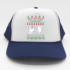 May All Your Christmases Bea White Funny Holiday Festive Trucker Hat