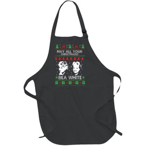 May All Your Christmases Bea White Funny Holiday Festive Full-Length Apron With Pockets