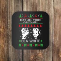 May All Your Christmases Bea White Funny Holiday Festive Coaster