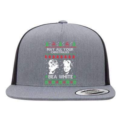 May All Your Christmases Bea White Funny Holiday Festive Flat Bill Trucker Hat