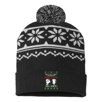 May All Your Christmases Bea White Funny Holiday Festive USA-Made Snowflake Beanie