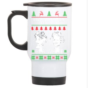 May All Your Christmases Bea White Funny Holiday Festive Stainless Steel Travel Mug