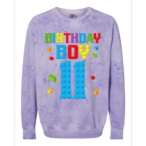 Master Builder 11th Birthday 11 Year Building Bricks Colorblast Crewneck Sweatshirt