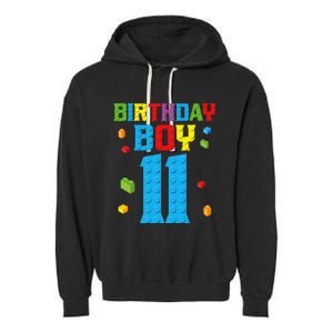 Master Builder 11th Birthday 11 Year Building Bricks Garment-Dyed Fleece Hoodie