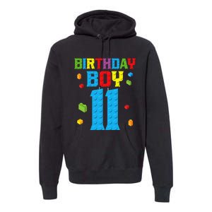 Master Builder 11th Birthday 11 Year Building Bricks Premium Hoodie