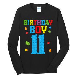 Master Builder 11th Birthday 11 Year Building Bricks Tall Long Sleeve T-Shirt