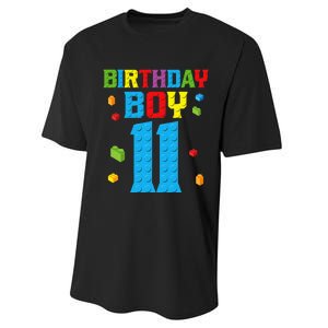 Master Builder 11th Birthday 11 Year Building Bricks Performance Sprint T-Shirt