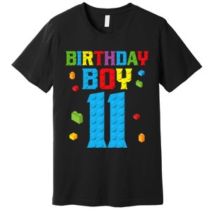 Master Builder 11th Birthday 11 Year Building Bricks Premium T-Shirt