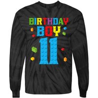 Master Builder 11th Birthday 11 Year Building Bricks Tie-Dye Long Sleeve Shirt