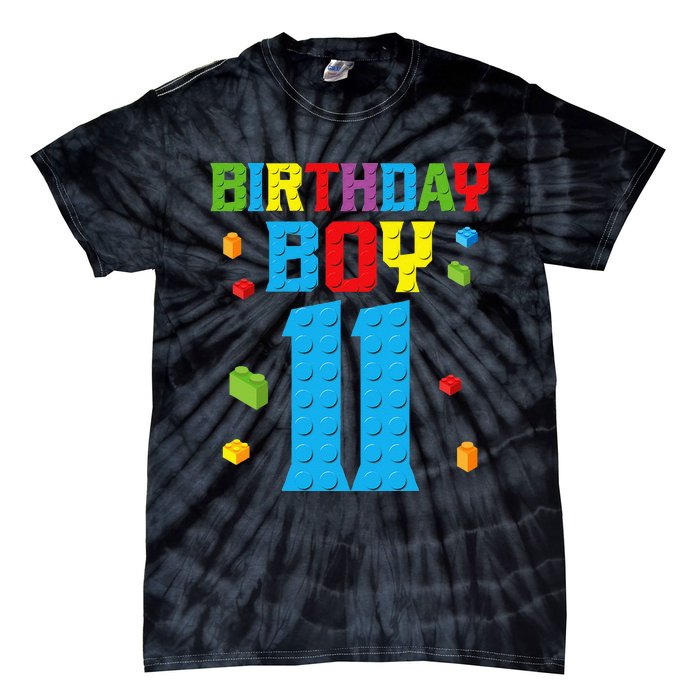 Master Builder 11th Birthday 11 Year Building Bricks Tie-Dye T-Shirt