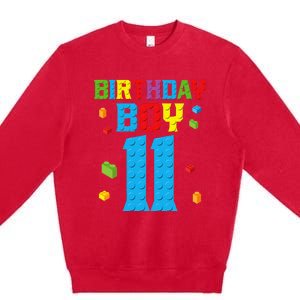 Master Builder 11th Birthday 11 Year Building Bricks Premium Crewneck Sweatshirt