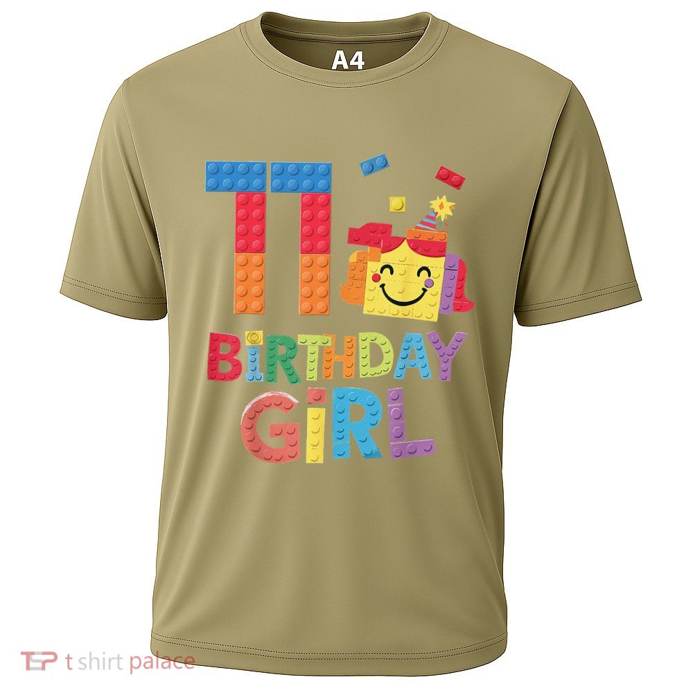 Master Builder 11th Birthday Girl 11 Year Old Brick Blocks Cooling Performance Crew T-Shirt