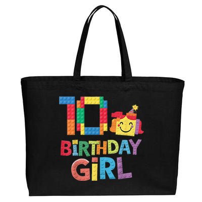 Master Builder 10th Birthday Girl 10 Year Old Brick Blocks Cotton Canvas Jumbo Tote