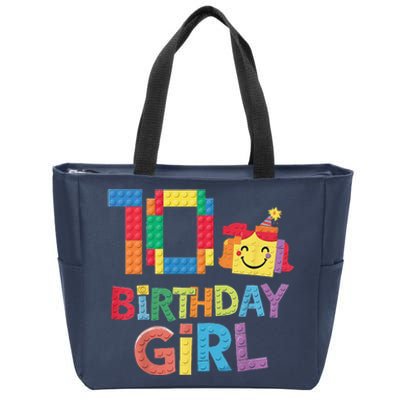 Master Builder 10th Birthday Girl 10 Year Old Brick Blocks Zip Tote Bag