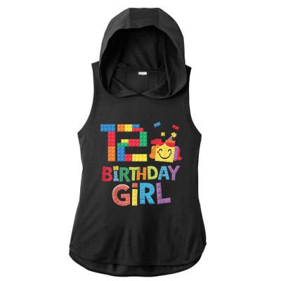 Master Builder 12th Birthday Girl 12 Year Old Brick Blocks Ladies PosiCharge Tri-Blend Wicking Draft Hoodie Tank