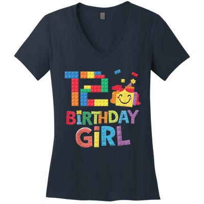 Master Builder 12th Birthday Girl 12 Year Old Brick Blocks Women's V-Neck T-Shirt