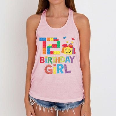 Master Builder 12th Birthday Girl 12 Year Old Brick Blocks Women's Knotted Racerback Tank