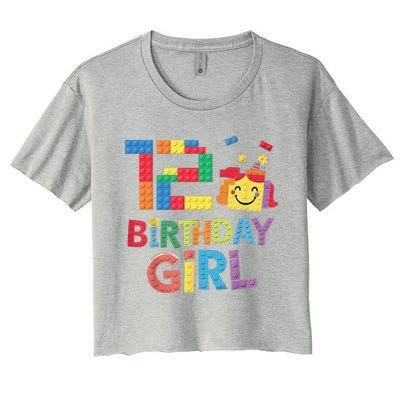 Master Builder 12th Birthday Girl 12 Year Old Brick Blocks Women's Crop Top Tee