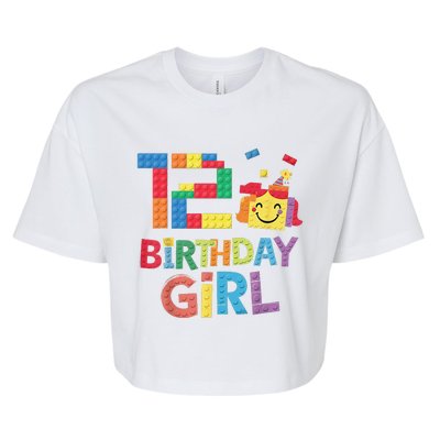 Master Builder 12th Birthday Girl 12 Year Old Brick Blocks Bella+Canvas Jersey Crop Tee