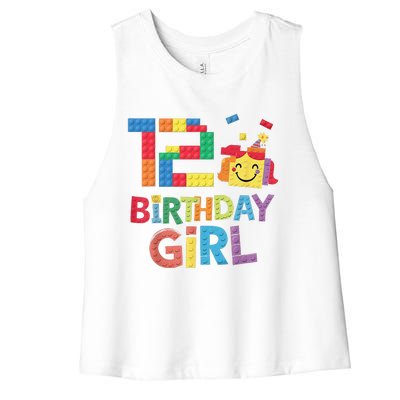 Master Builder 12th Birthday Girl 12 Year Old Brick Blocks Women's Racerback Cropped Tank