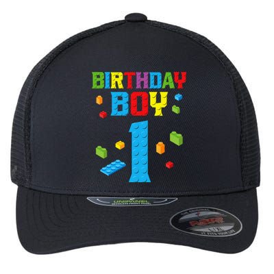 Master Builder 1st Birthday Boy 1 One Year Building Bricks Flexfit Unipanel Trucker Cap