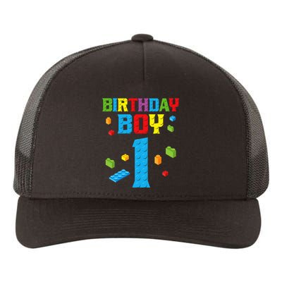 Master Builder 1st Birthday Boy 1 One Year Building Bricks Yupoong Adult 5-Panel Trucker Hat