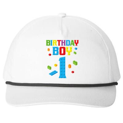 Master Builder 1st Birthday Boy 1 One Year Building Bricks Snapback Five-Panel Rope Hat