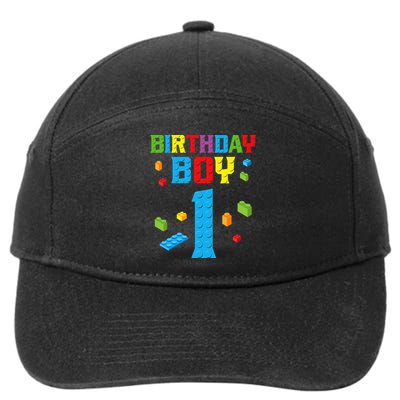 Master Builder 1st Birthday Boy 1 One Year Building Bricks 7-Panel Snapback Hat