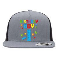 Master Builder 1st Birthday Boy 1 One Year Building Bricks Flat Bill Trucker Hat