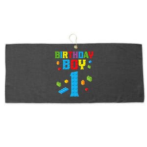 Master Builder 1st Birthday Boy 1 One Year Building Bricks Large Microfiber Waffle Golf Towel