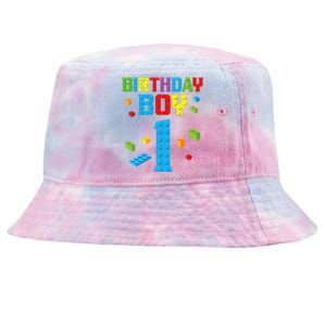 Master Builder 1st Birthday Boy 1 One Year Building Bricks Tie-Dyed Bucket Hat