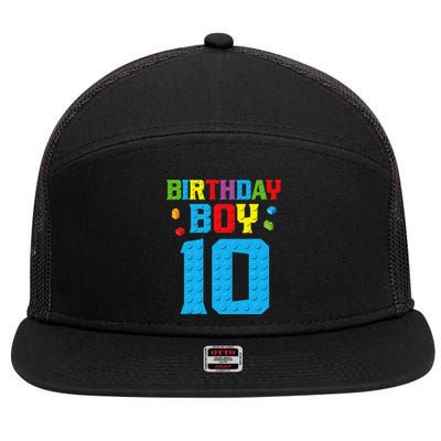 Master Builder 10th Birthday Boy Ten 10 Year Building Bricks 7 Panel Mesh Trucker Snapback Hat