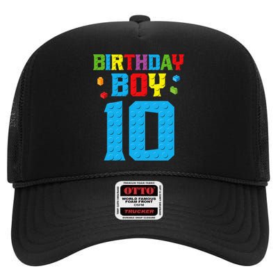 Master Builder 10th Birthday Boy Ten 10 Year Building Bricks High Crown Mesh Back Trucker Hat