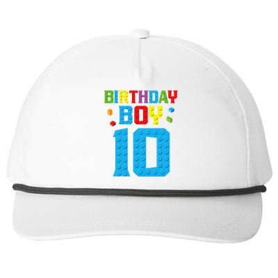 Master Builder 10th Birthday Boy Ten 10 Year Building Bricks Snapback Five-Panel Rope Hat