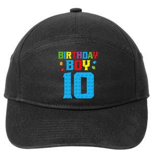 Master Builder 10th Birthday Boy Ten 10 Year Building Bricks 7-Panel Snapback Hat