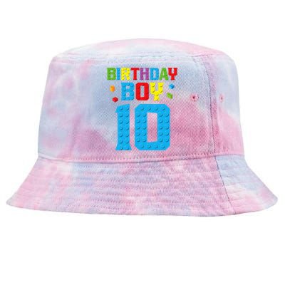 Master Builder 10th Birthday Boy Ten 10 Year Building Bricks Tie-Dyed Bucket Hat