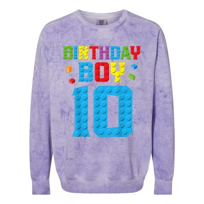 Master Builder 10th Birthday Boy Ten 10 Year Building Bricks Colorblast Crewneck Sweatshirt