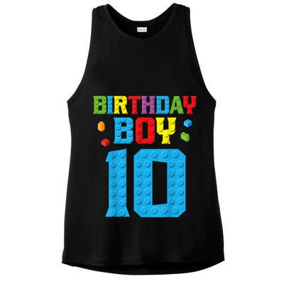 Master Builder 10th Birthday Boy Ten 10 Year Building Bricks Ladies PosiCharge Tri-Blend Wicking Tank