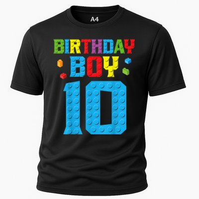 Master Builder 10th Birthday Boy Ten 10 Year Building Bricks Cooling Performance Crew T-Shirt