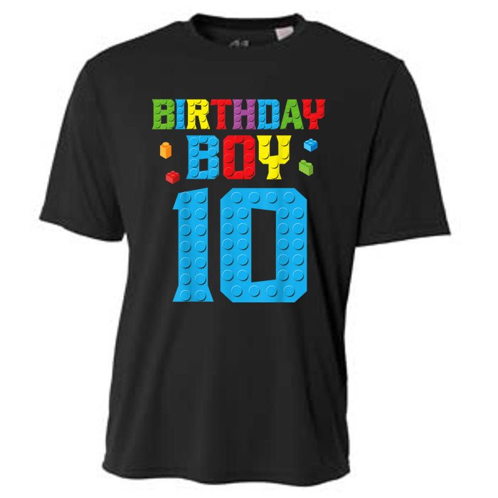 Master Builder 10th Birthday Boy Ten 10 Year Building Bricks Cooling Performance Crew T-Shirt