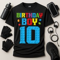Master Builder 10th Birthday Boy Ten 10 Year Building Bricks Performance Shirt