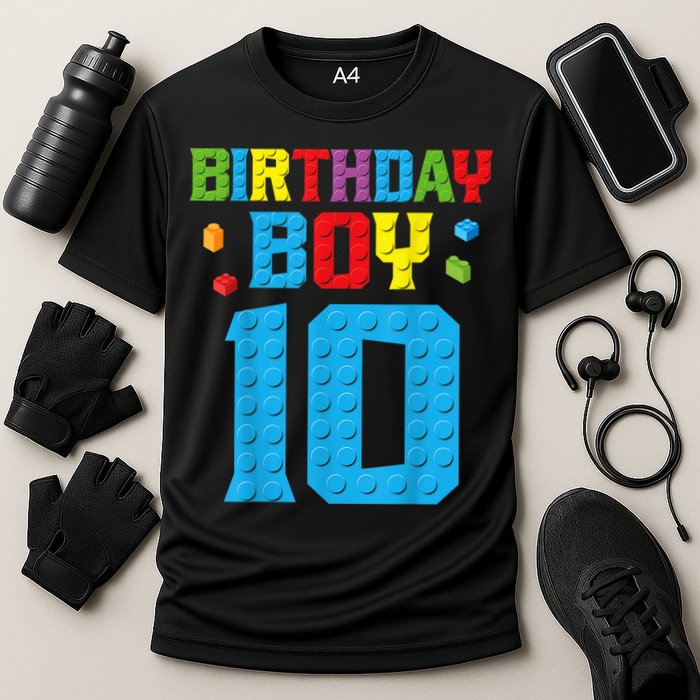 Master Builder 10th Birthday Boy Ten 10 Year Building Bricks Performance Shirt